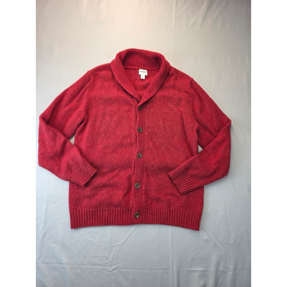 Old Navy Mens Red Wool Blend Shawl Collar Button Front Cardigan Sweater Large
